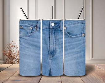 Denim Blue Jeans Skinny Tumbler Wrap 20oz Straight Cup Image - Sublimatieontwerp, klaar om digitale download te knippen