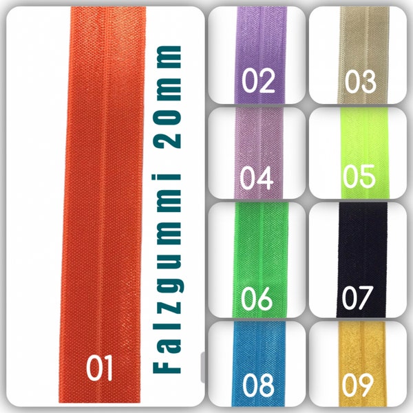 Falzgummi 20mm elastisches Einfassband (0,95 EUR/Meter) Farbwahl Einfassgummi