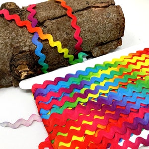 3m Zackenlitze 6mm bunt (0,67 EUR/m) Farbverlauf | Multicolor | Regenbogen bunt