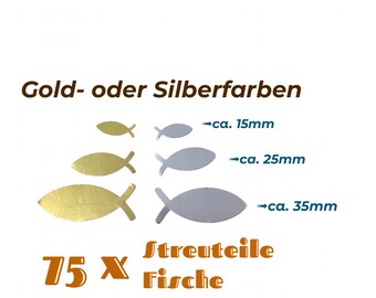 75 Stanzteile Fische Tischdeko Papier Gold oder Silber