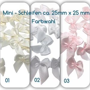 10 x Mini - Schleifen 25mm x 25 mm Farbwahl Satin 0,12 EUR / Stück