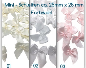 10 x Mini - Schleifen 25mm x 25 mm Farbwahl Satin 0,12 EUR / Stück