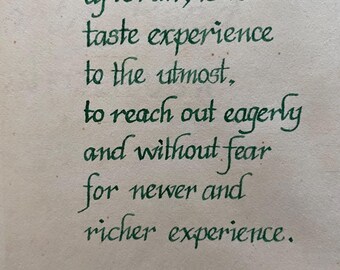 Citazione calligrafica personalizzata: Scopo della vita di E. Roosevelt, Segnaletica per eventi