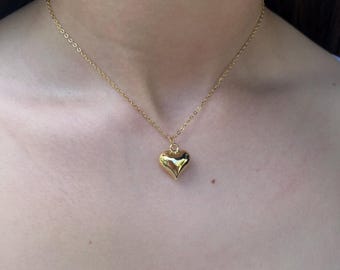 Collar con colgante de corazón chapado en oro de 18 quilates, collar para mujer