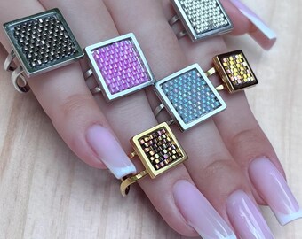 Handgemachter eckiger Perlenring