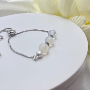 Bracelet with natural white opal, minimalist bracelet, adjustable bracelet , birthstone October