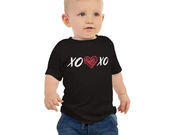 Valentine's Day Kids Shirt, Red Hearts & White XOs, Cute Valentine's Outfit for Boys and Girls, Perfect Gift for Kids