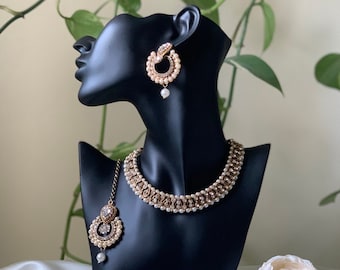 Conjunto de collar de oro y plata / Joyería india