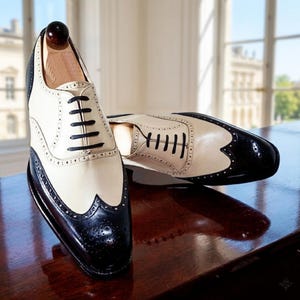 black and cream dress shoes AbbyFashions Distinguished Style for Men