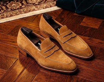 Mocasines de ante marrón hechos a mano - Mocasines a medida para hombre