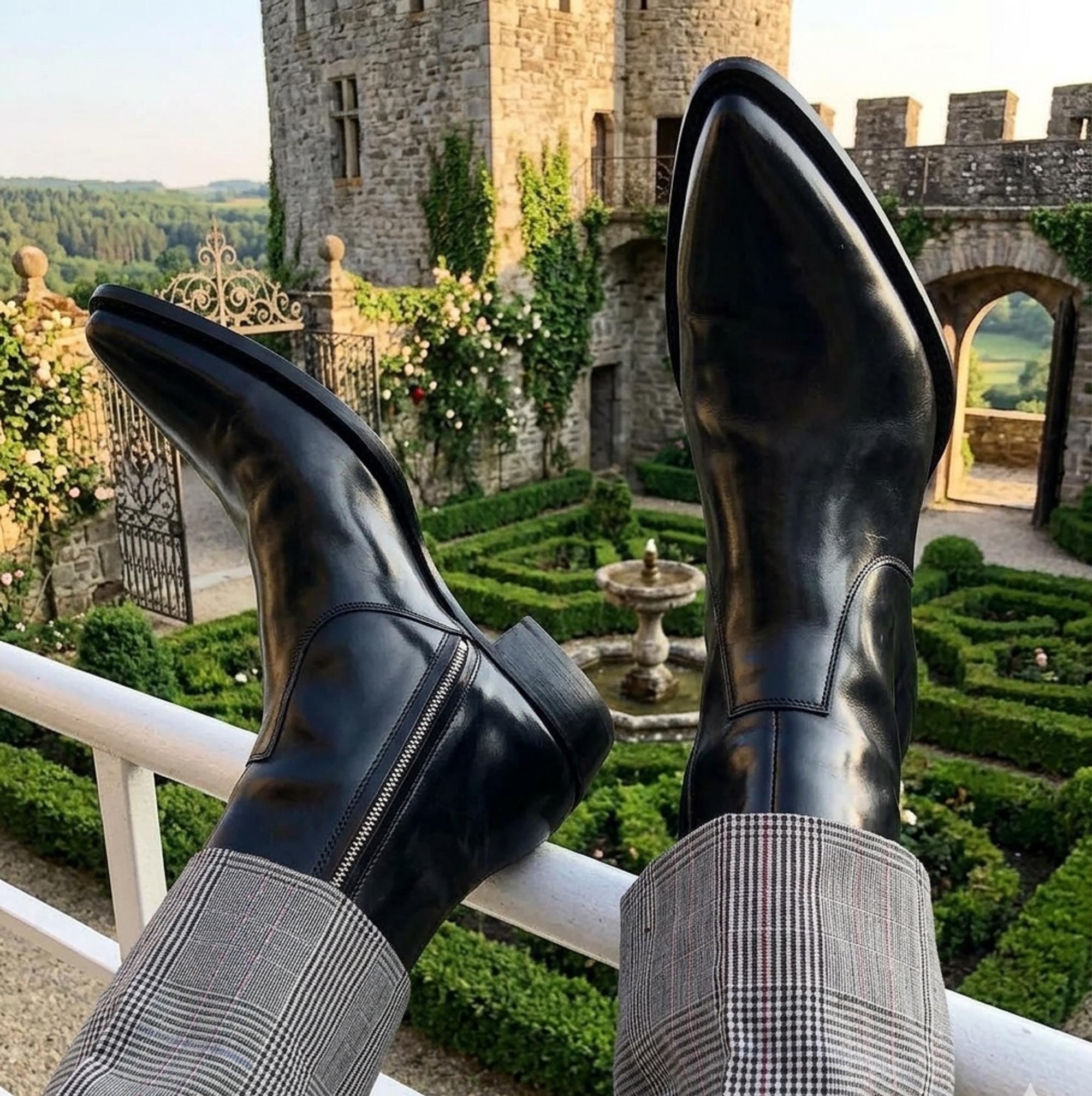 Pointed Chelsea Boots Mens - Etsy Canada