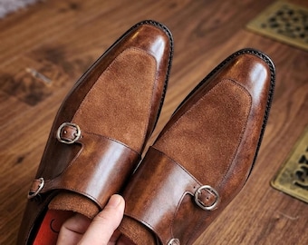 Chaussures homme marron en cuir suédé | Mocassins de mariage à l'italienne