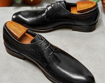 Men's Leather Derby Shoes - Breathable, Comfortable Fit