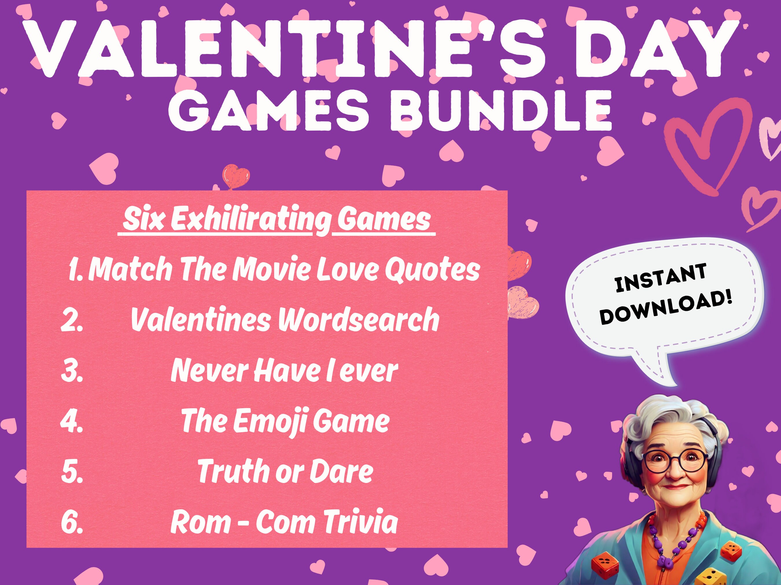 Valentines Day Printable Games Valentines Games Bundle Valentines Games Valentines Party Games