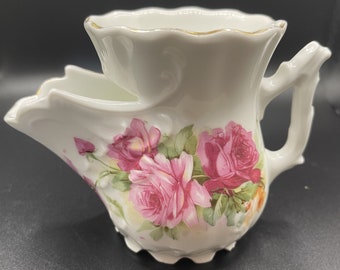 Ladies Shaving Cup, Antique Porcelain, with Beautiful Rose Motif