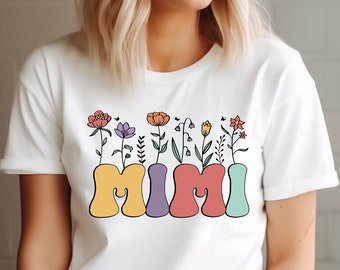 Mimi Flower Tshirt, Cute Grandma Gift Tshirt, Flower Grandma Mother's Day Gift Tee, Best Mimi Shirt, Gift for Grandma Tshirt