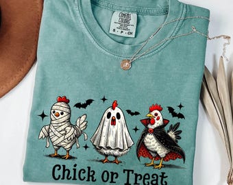 Chick or Treat Halloween Shirt: Funny Chicken Fall T-Shirt