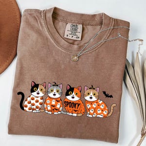 Halloween Cat Crew Shirt: Spooky Ghost Tee