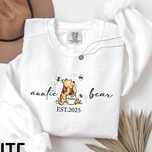Personalized Auntie Bear Sweatshirt - Comfort Colors Aunt Gift