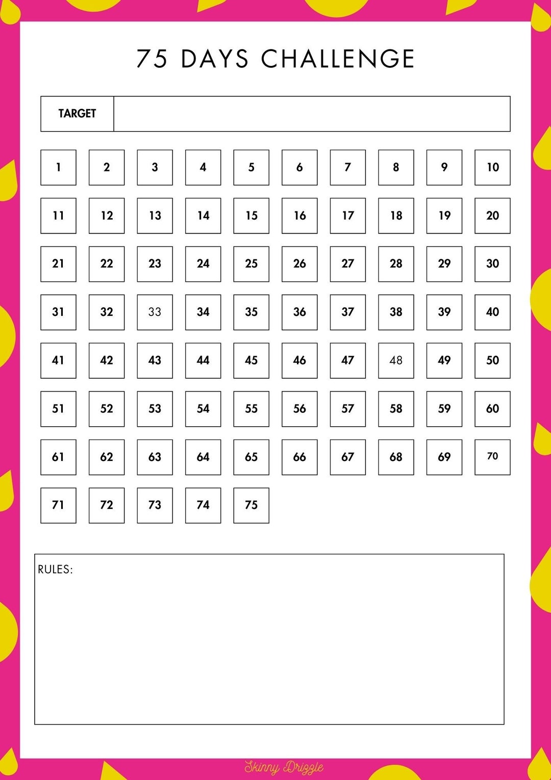 What Will The Date Be In 75 Days 75 Days Challenge Printable - Etsy