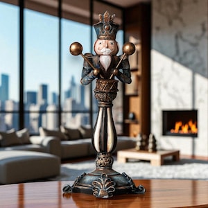 Figurka Dziadka do Orzechów z Bębnem, Figurka Dziadka do Orzechów, Królewska Dekoracja Świąteczna, Prezent w postaci Żołnierzyka Zabawkowego, Rzeźba Świąteczna, Klasyczna Figurka Bożonarodzeniowa