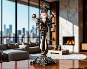 Nutcracker Statue with Drum, Nutcracker Figurine, Regal Christmas Decor, Toy Soldier Gift, Holiday Sculpture, Classic Xmas Figurine