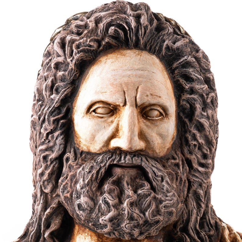 Zeus Bust Sculpture, Hand-painted Greek God Statue of Olympus ...