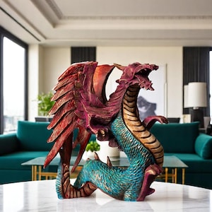 Large Chinese Dragon Statue – Handpainted Mythology Animal Dragon Sculpture,Dragon Figurine , Mythical Creature Decor for Home Display