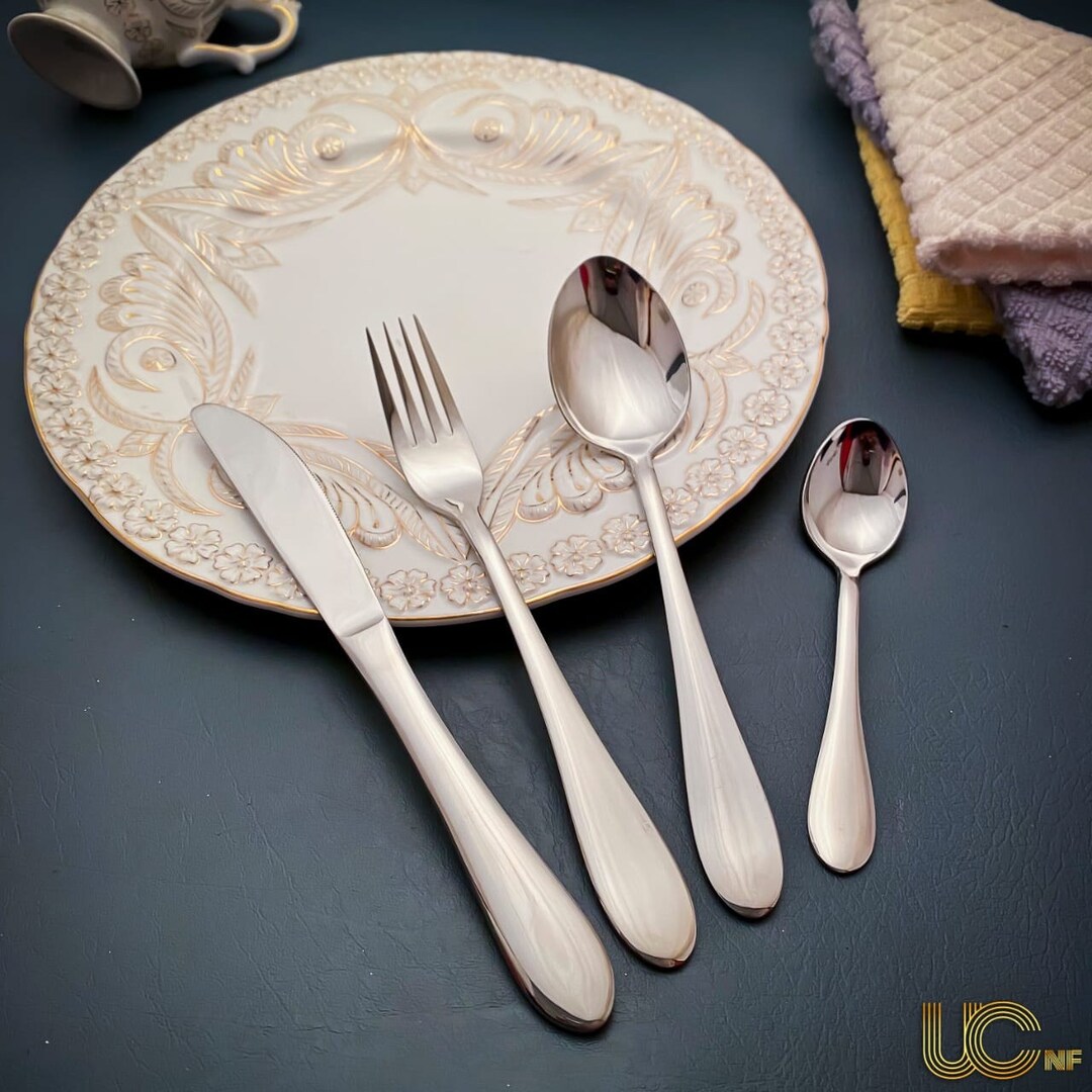 Flatware Set Service for 6 Silverware Made 24 Piece Set - Etsy