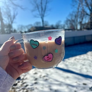 Candy Hearts Glass Cup For Valentine&#39;s Day