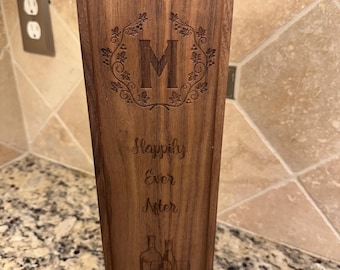 Handmade Wooden Wine Gift Box, Engraved Wedding Keepsake