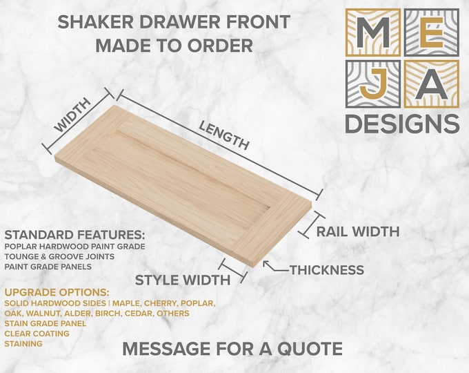 Cabinet Drawer Front, Shaker Cabinet Drawer Front, Replacement Drawers Fronts, Furniture Drawers Fronts, Customs Drawers Fronts Any size