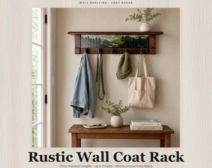 Handcrafted Bear Coat Rack with Cherry Shelf: Rustic Entryway Organizer