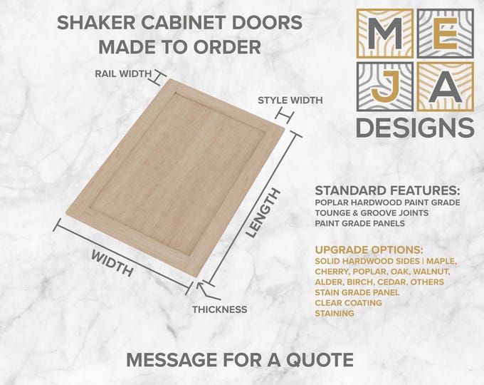 Cabinet Doors, Shaker Cabinet Doors, Replacement Doors, Vanity Doors, Furniture Doors, Customs Doors Any size