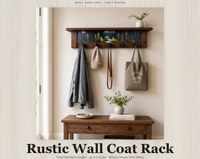 Rustic Wall Coat Rack with Shelf: Farmhouse Entryway Organizer
