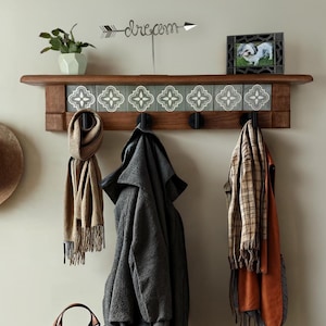 Wall Coat Rack with Shelf, Wall Mounted Coat Rack with Shelf, Rustic Coat Rack with Shelf, Wall Shelf with Hooks, Towel Rack with Shelf