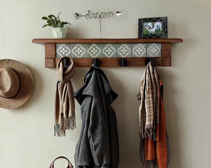 Wall Coat Rack with Shelf, Wall Mounted Coat Rack with Shelf, Rustic Coat Rack with Shelf, Wall Shelf with Hooks, Towel Rack with Shelf