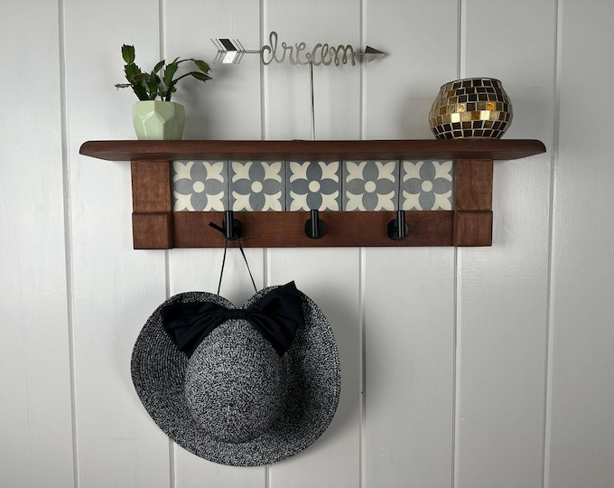 Wall Coat Rack with Shelf, Wall Mounted Coat Rack with Shelf, Rustic Coat Rack with Shelf, Wall Shelf with Hooks, Towel Rack with Shelf