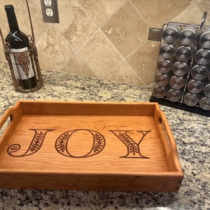 Wood Serving Tray with Handles, Coffee Table Tray, Ottoman Tray, Decorative Tray for Kitchen, Breakfast in Bed Tray, Personalized Gift