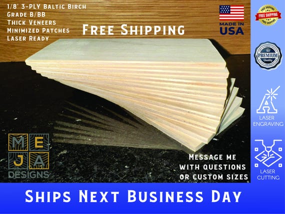 Baltic Birch Plywood Sheets 12"x20" (1/8") Laser Wood B/BB Grade