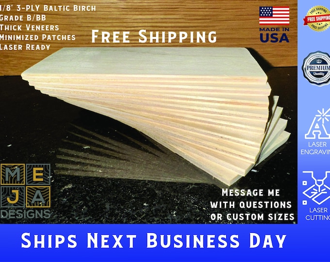 1/8" (3mm) Birch Plywood Sheets 12"x20" Bulk Packs | Highest Quality B/BB | Laser Wood | Ships next business day | GlowForge Proof grade