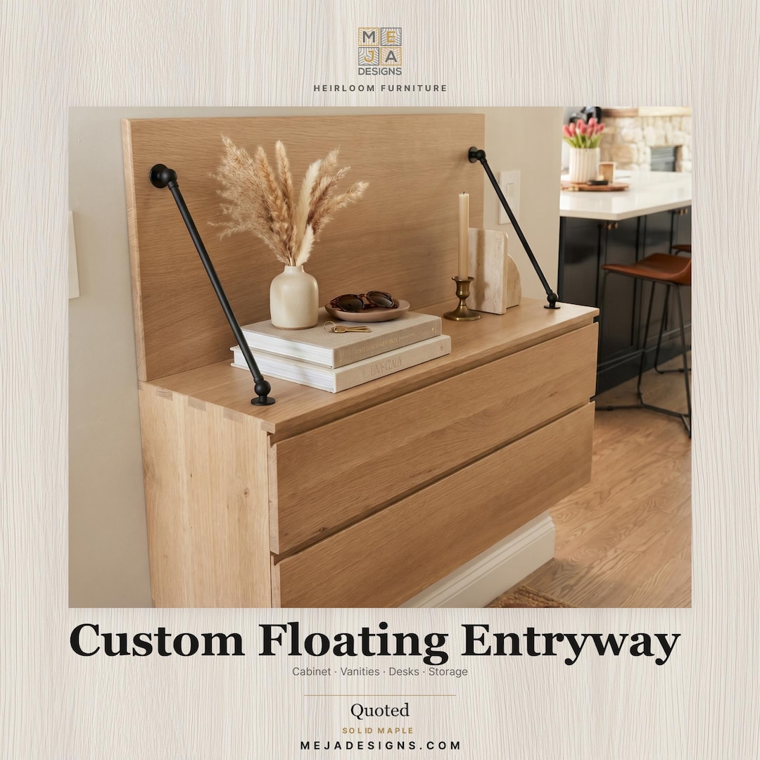 Floating Entryway Console With Drawers, Rift Cut White Oak Hallway ...