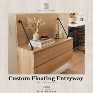 Floating Entryway Console with Drawers, Rift Cut White Oak Hallway Bench, Modern Wall Mounted Foyer Table, Handmade Dovetail Furniture