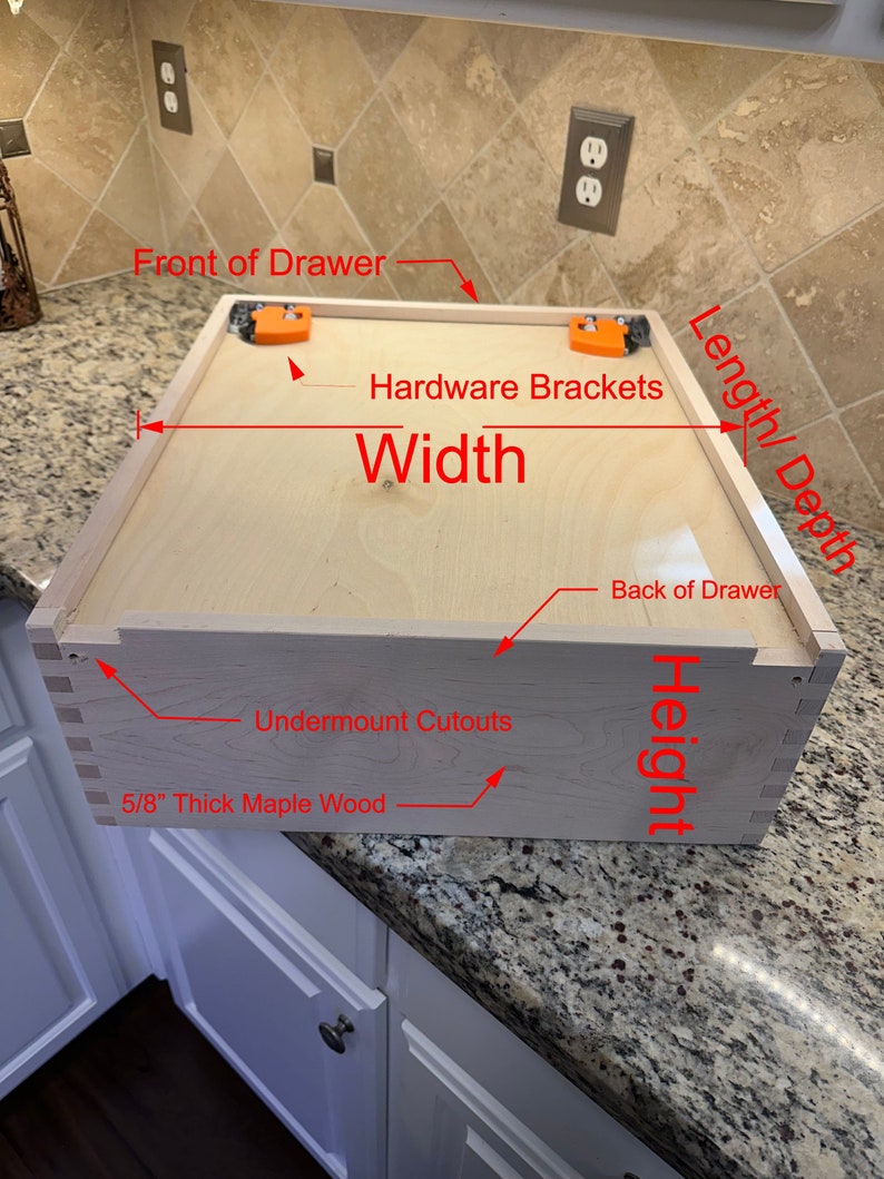 Custom Drawer Box, Kitchen Replacement Drawer, Drawer, Pull Out Drawers, Wood Drawer