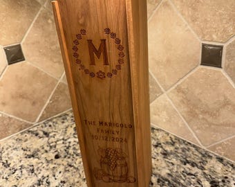 Handmade Wooden Wine Box, Engraved Wedding Gift Set
