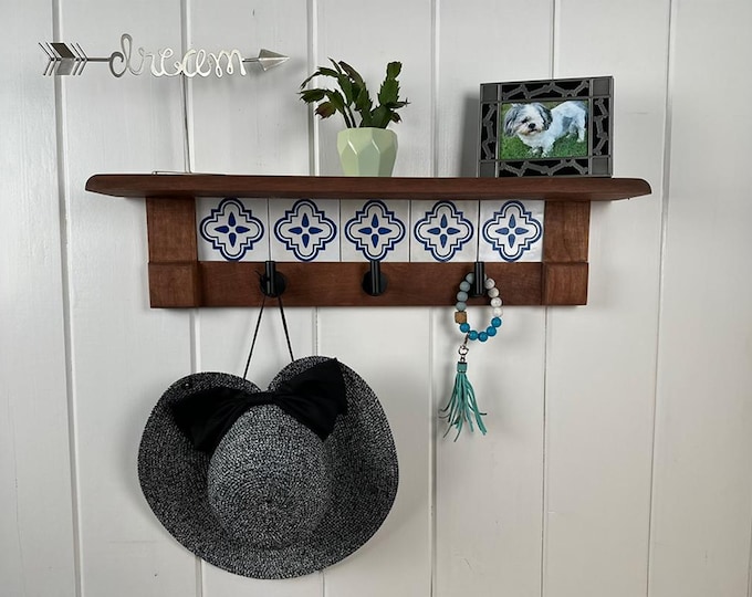 Wall Coat Rack with Shelf, Wall Mounted Coat Rack with Shelf, Rustic Coat Rack with Shelf, Wall Shelf with Hooks, Towel Rack with Shelf