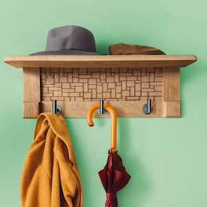 Wall Coat Rack with Shelf, Wall Mounted Coat Rack with Shelf, Rustic Coat Rack with Shelf, Wall Shelf with Hooks, Towel Rack with Shelf