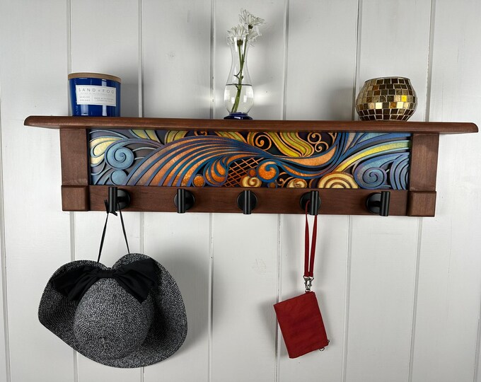 Wall Coat Rack with Shelf, Wall Mounted Coat Rack with Shelf, Rustic Coat Rack with Shelf, Wall Shelf with Hooks, Towel Rack with Shelf