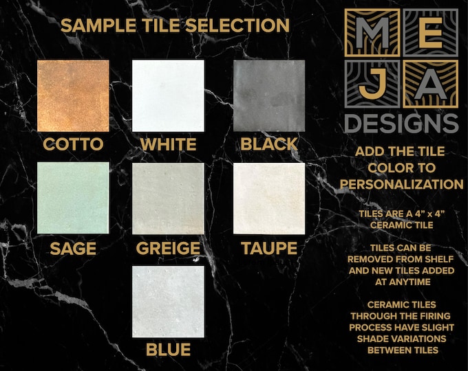 4″ × 4″ Custom Sample Tile • Choose Color, Pattern & Inlay • Try‑Before‑You‑Buy for MEJA Designs Wall Coat Rack with Shelf