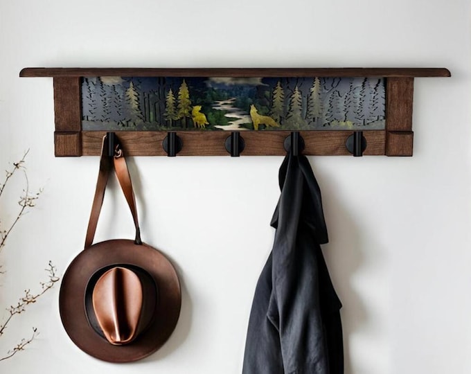 Rustic Wall Coat Rack with Shelf: Farmhouse Entryway Organizer
